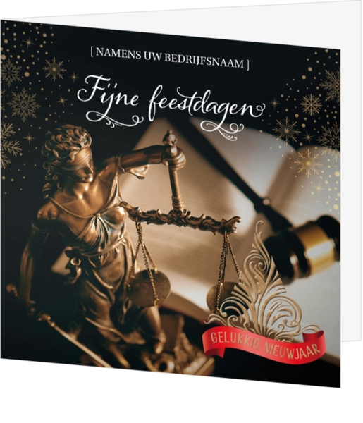 Kerstkaart - Bronzen Vrouwe Justitia