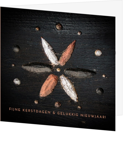 Kerstkaart kerstster hout en klinknagels