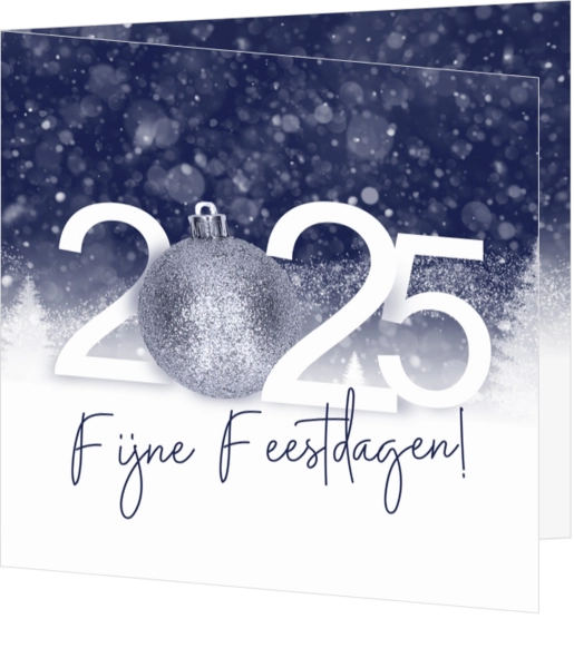 Zakelijke kerstkaart 2025 kerstbal en sneeuw