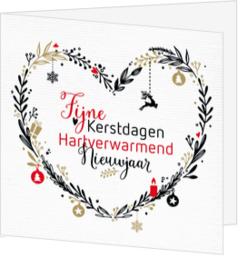 Kerstkaart - Hart van kersttakjes