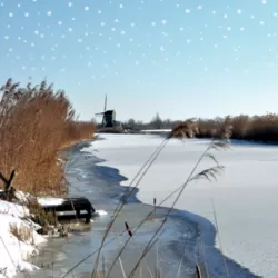 Kerstkaart met winters landschap