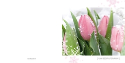 Kerstkaart - Besneeuwde roze tulpen