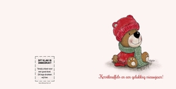 Kerstkaart met schattig teddybeertje en kerstknuffels