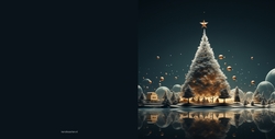 Moderne kerstboom in futuristisch landschap