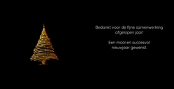 Kerstkaart gouden kerstboom en kerstballen